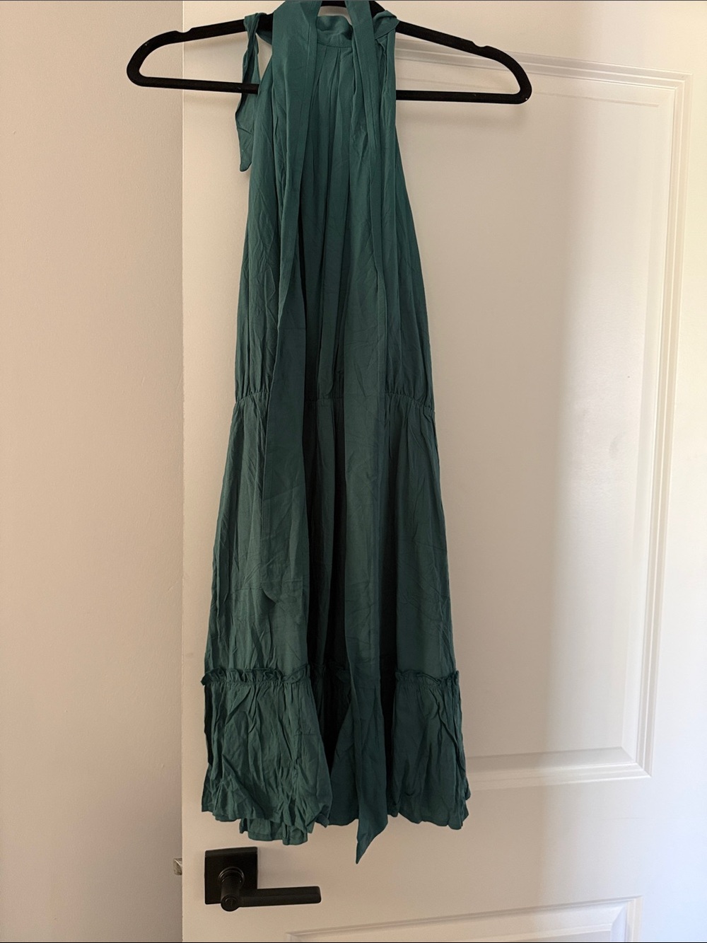Sleeveless Teal Halter Maxi Dress